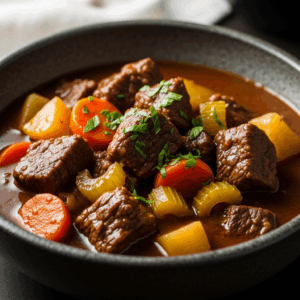 This robust beef stew pairs beautifully with freshly baked crusty bread or a soft, buttery mashed potato side.Garnish with an extra sprinkle of parsley or a dollop of sour cream for creaminess. For a fresh contrast, serve alongside a crisp green salad dressed with lemon vinaigrette. Hearty beef stew crockpot recipes for easy comfort meals with tender beef and vegetables in a rustic bowl Rich and tender beef stew, perfect for cozy evenings.
