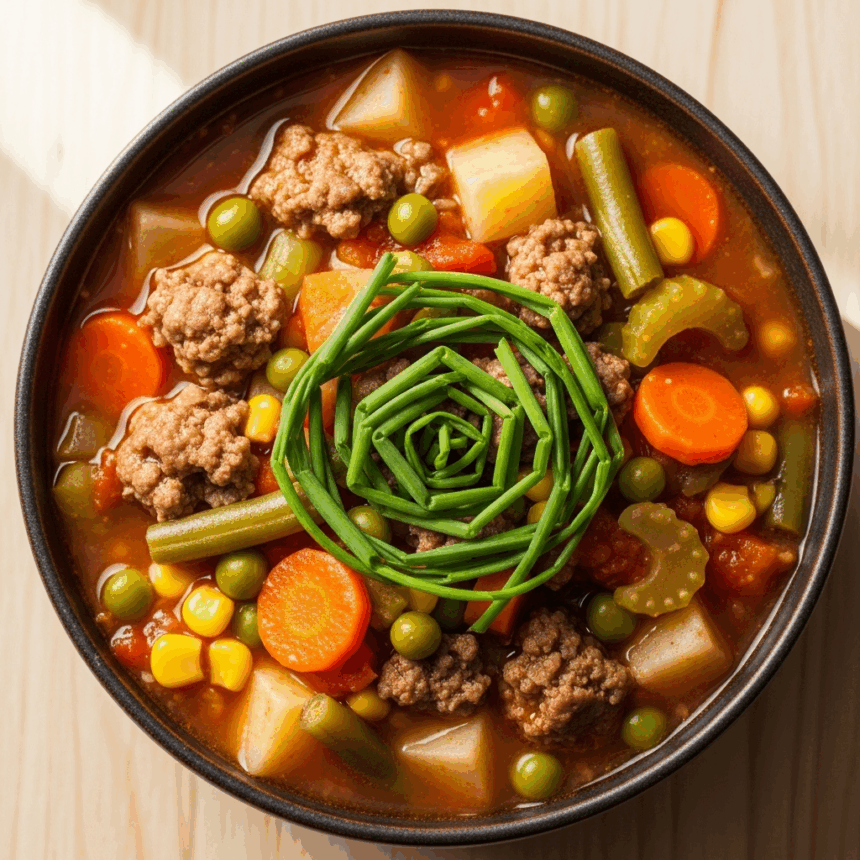 Hearty Hamburger Meat & Veggie Soup: A Nutritious Delight