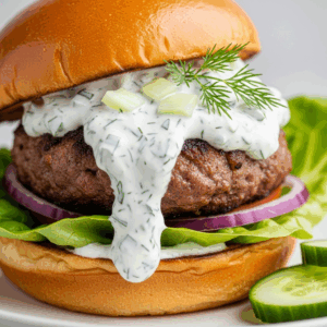Savory Lamb Burgers with Delicious Creamy Tzatziki Twist Recipe