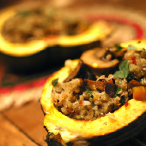 Harvest Harmony: Acorn Squash Stuffed with Quinoa & Mushrooms