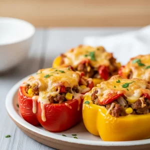 Savory Stuffed Bell Peppers: Ground Turkey & Beef Delight