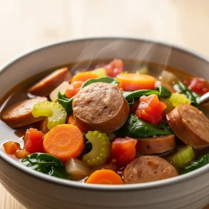 Warm Up with Hearty Chicken Sausage and Veggie Soup Delight
