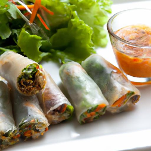 Crisp Vegetarian Spring Rolls with Zesty Dipping Sauce Delight