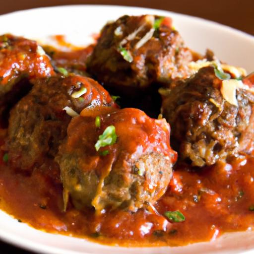 Melty Cheese-Stuffed Beef Meatballs Simmered in Marinara