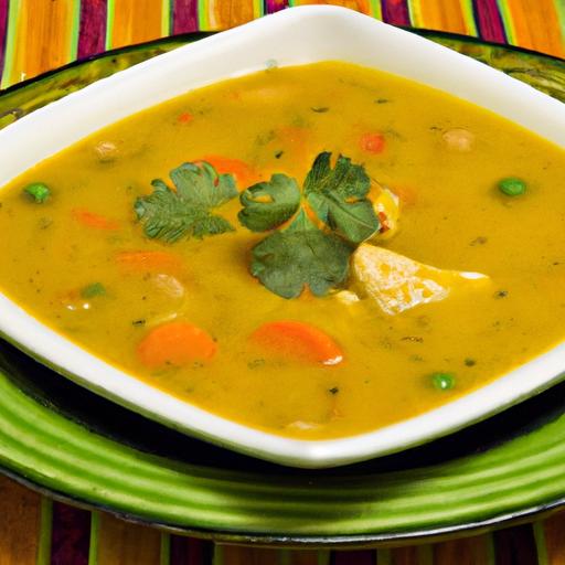 Hearty Indian Mulligatawny Soup with Tender Chicken Flair