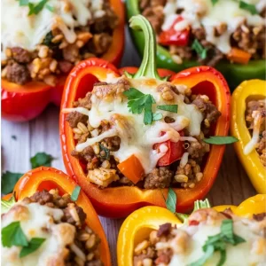 Savory Stuffed Bell Peppers: Ground Turkey & Beef Delight