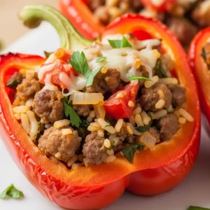 Savory Stuffed Bell Peppers: Ground Turkey & Beef Delight