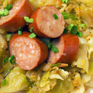 Savoring Fried Cabbage with Smoky Turkey Sausage Delight