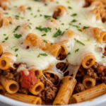 Cheesy Baked Rigatoni with Savory Ground Beef Delight