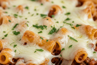 Cheesy Baked Rigatoni with Savory Ground Beef Delight