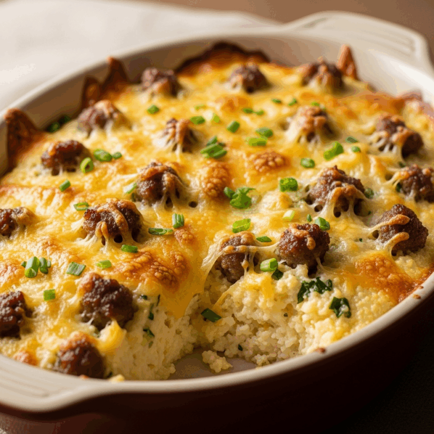 Savory Cheesy Grits Casserole with Hearty Turkey Sausage