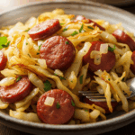 Savoring Fried Cabbage with Smoky Turkey Sausage Delight