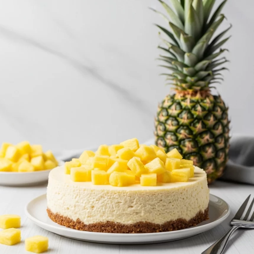 Tropical Twist: Italian Ricotta Cheesecake with Pineapple Flair