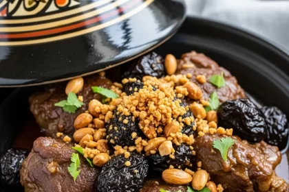 Savory Lamb Tagine with Prunes and Crunchy Almonds Delight