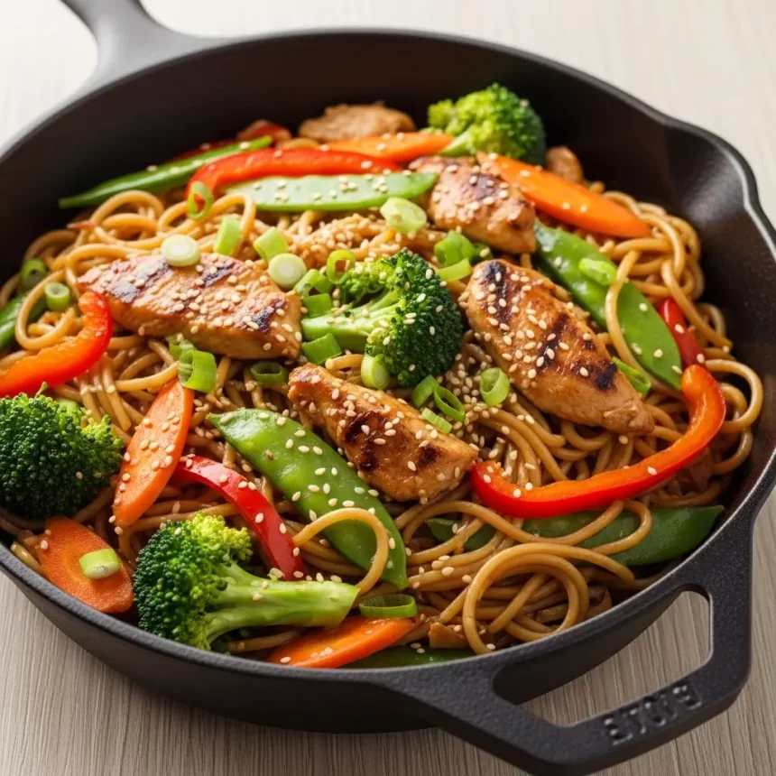 One-Skillet Chicken Lo Mein: Quick Veggie-Packed Delight
