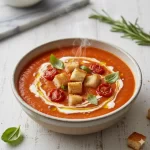 Velvety Roasted Red Pepper & Tomato Soup: A Creamy Delight