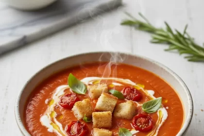 Velvety Roasted Red Pepper & Tomato Soup: A Creamy Delight