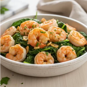 Garlic-Kissed Sautéed Shrimp with Fresh Spinach Delight