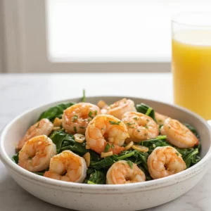 Garlic-Kissed Sautéed Shrimp with Fresh Spinach Delight