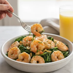 Garlic-Kissed Sautéed Shrimp with Fresh Spinach Delight