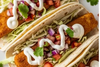 Crisp Baja Fish Tacos with Zesty White Sauce Delight