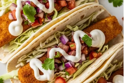 Crisp Baja Fish Tacos with Zesty White Sauce Delight