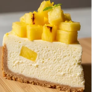 Tropical Twist: Italian Ricotta Cheesecake with Pineapple Flair
