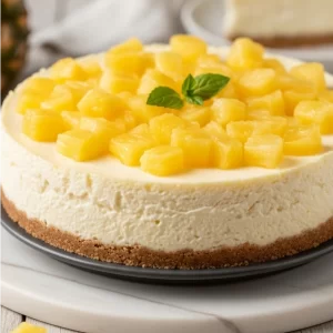 Tropical Twist: Italian Ricotta Cheesecake with Pineapple Flair