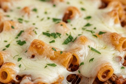 Cheesy Baked Rigatoni with Savory Ground Beef Delight