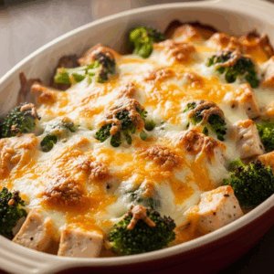 Cheesy Chicken & Broccoli Casserole with Crispy Crumb Top