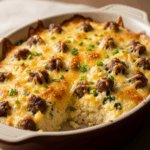 Savory Cheesy Grits Casserole with Hearty Turkey Sausage