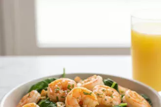 Garlic-Kissed Sautéed Shrimp with Fresh Spinach Delight