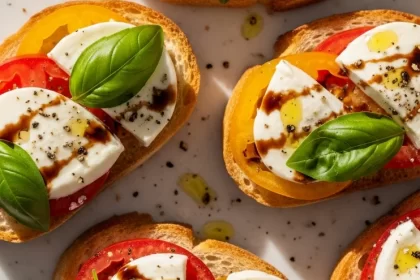 Sun-Kissed Open-Faced Caprese on Rustic Focaccia Bliss