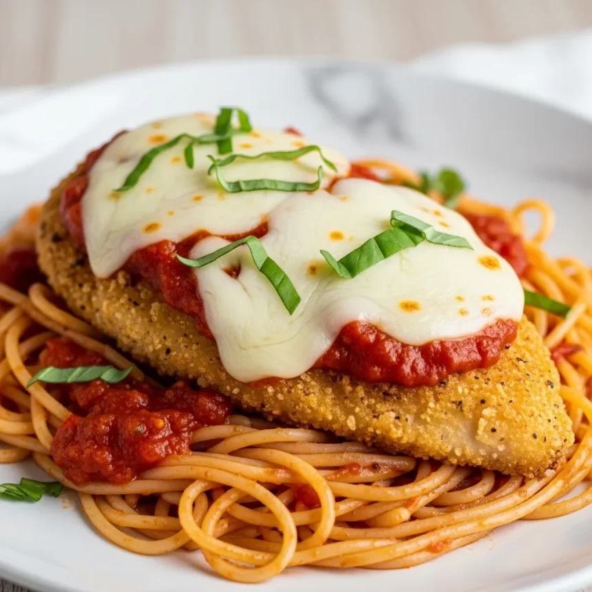 Golden Chicken Parmesan with Spaghetti: A Classic Delight
