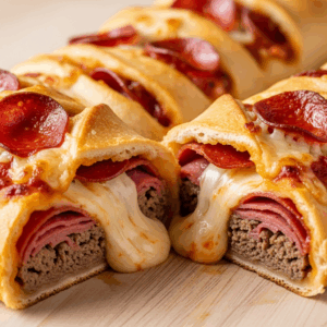 Melty Cheesy Beef Pepperoni Stromboli: A Savory Feast