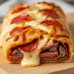Melty Cheesy Beef Pepperoni Stromboli: A Savory Feast
