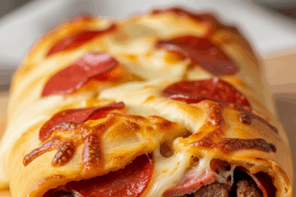 Melty Cheesy Beef Pepperoni Stromboli: A Savory Feast