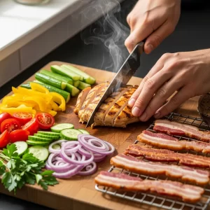 Select Decadent Cobb Salad: Grilled Chicken Meets Beef Bacon Bliss Decadent Cobb Salad: Grilled Chicken Meets Beef Bacon Bliss