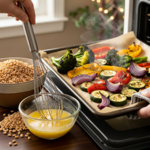 Zesty Farro Salad with Roasted Veggies and Lemon Twist
