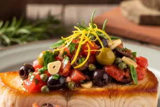 Savor Sicily: Pan-Seared Swordfish with Bold Mediterranean Flavors