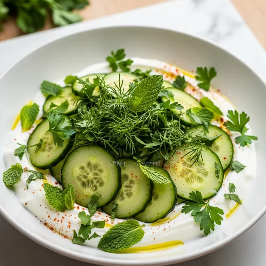 Refreshing Savory Yogurt Bowl with Cucumbers & Herbs Delight