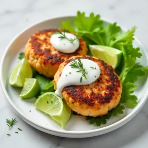Savory Salmon Patties with Zesty Dill Yogurt Sauce Recipe