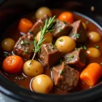 Rich & Cozy Slow Cooker Beef Bourguignon-No Wine Needed