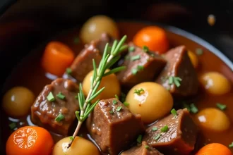 Rich & Cozy Slow Cooker Beef Bourguignon-No Wine Needed