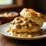 Fluffy Homemade Biscuits with Savory Turkey Sausage Gravy
