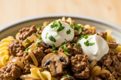 Simple & Savory Ground Beef Stroganoff Recipe-No Wine Needed