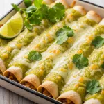 Savor Creamy Chicken Enchiladas in Zesty Green Sauce Delight