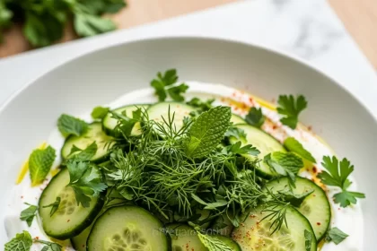Refreshing Savory Yogurt Bowl with Cucumbers & Herbs Delight