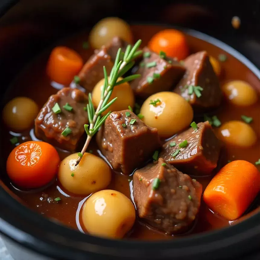 Rich & Cozy Slow Cooker Beef Bourguignon-No Wine Needed