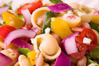 Bright Bites: Crafting Italian Tri-Color Pasta Salad with Vinaigrette